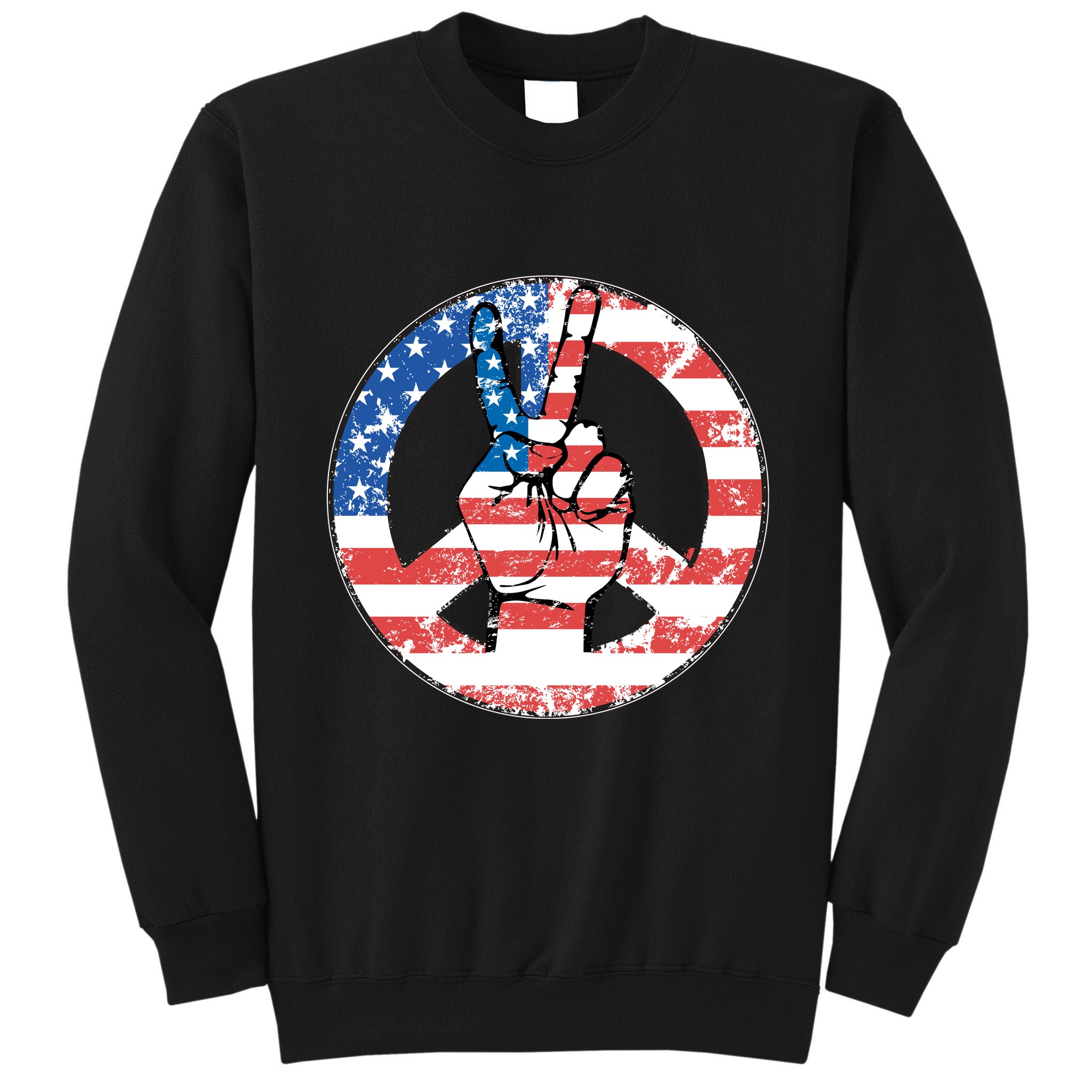USA American Flag Peace Sign Symbol Tall Sweatshirt