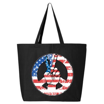 USA American Flag Peace Sign Symbol 25L Jumbo Tote