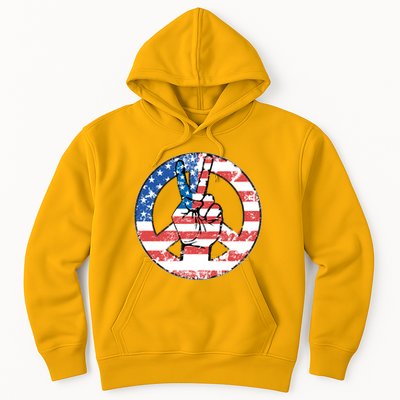USA American Flag Peace Sign Symbol Hoodie