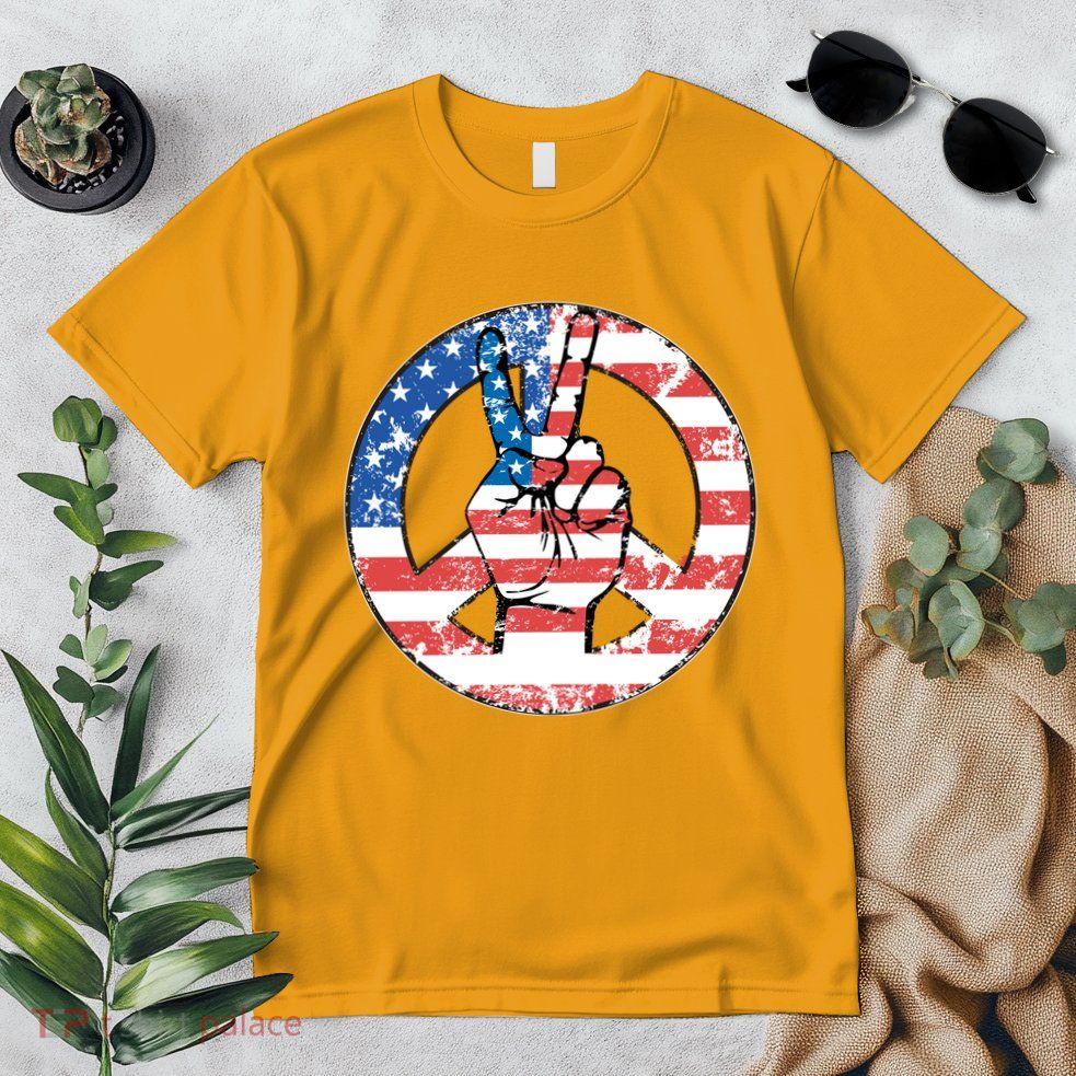 USA American Flag Peace Sign Symbol Premium T-Shirt
