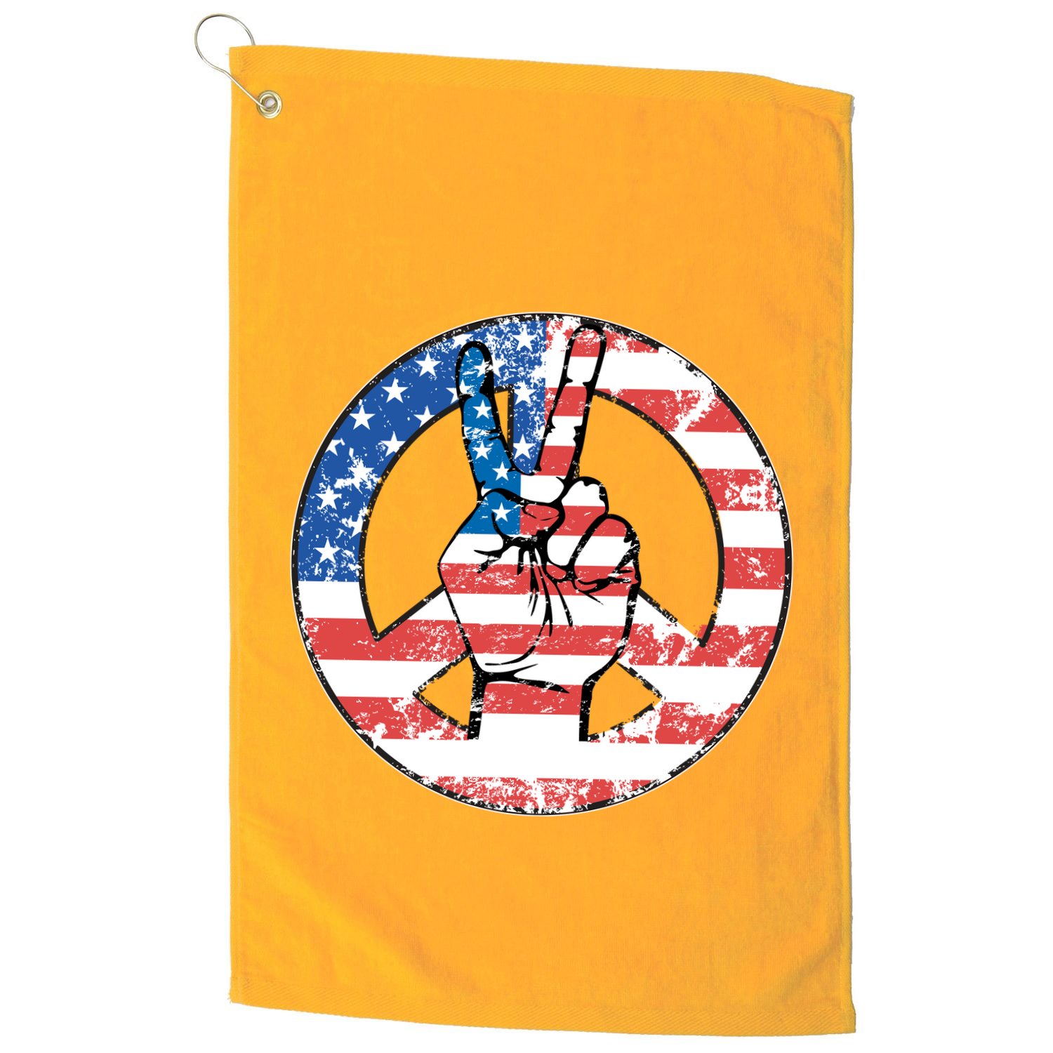 USA American Flag Peace Sign Symbol Golf Towel