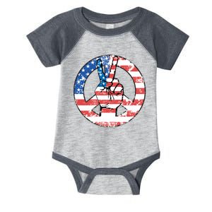 USA American Flag Peace Sign Symbol Infant Baby Jersey Bodysuit