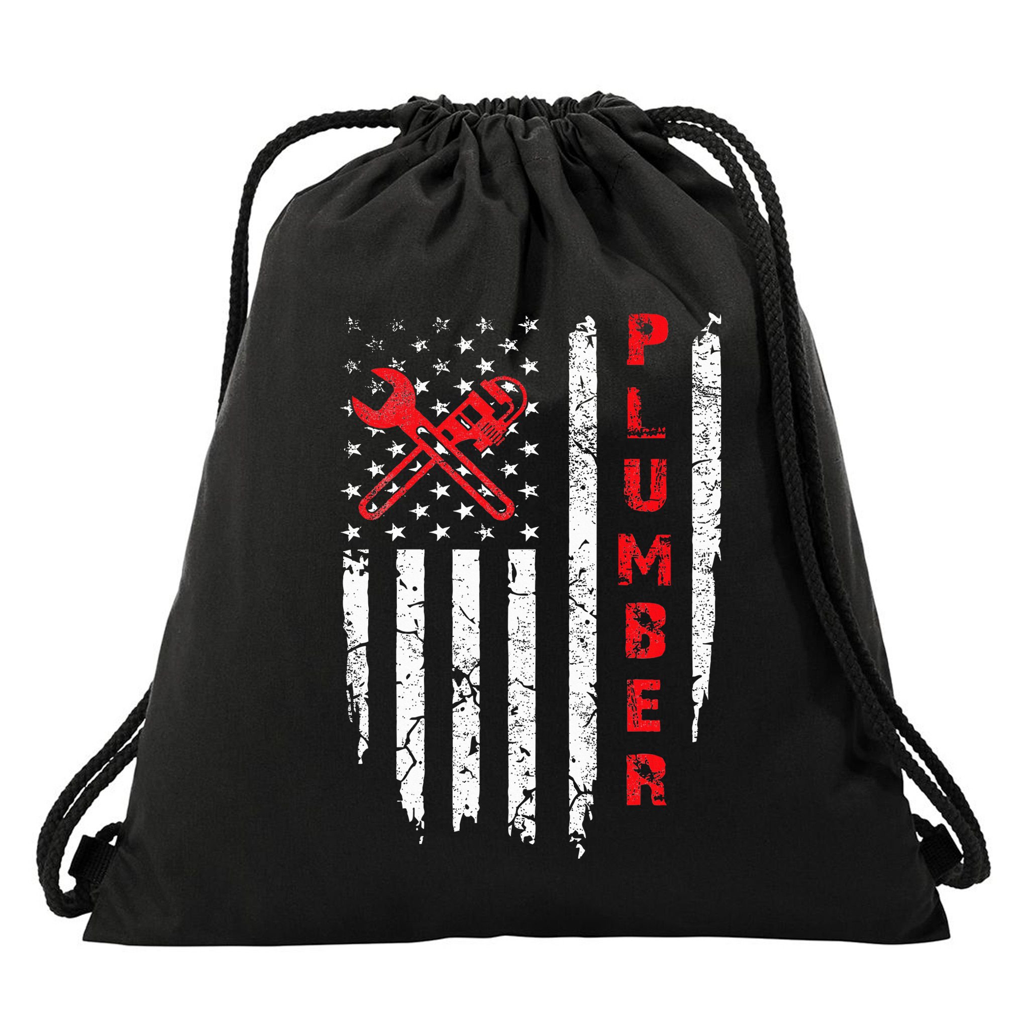 Usa American Flag Plumber Women Plumbers Patriotic Drawstring Bag