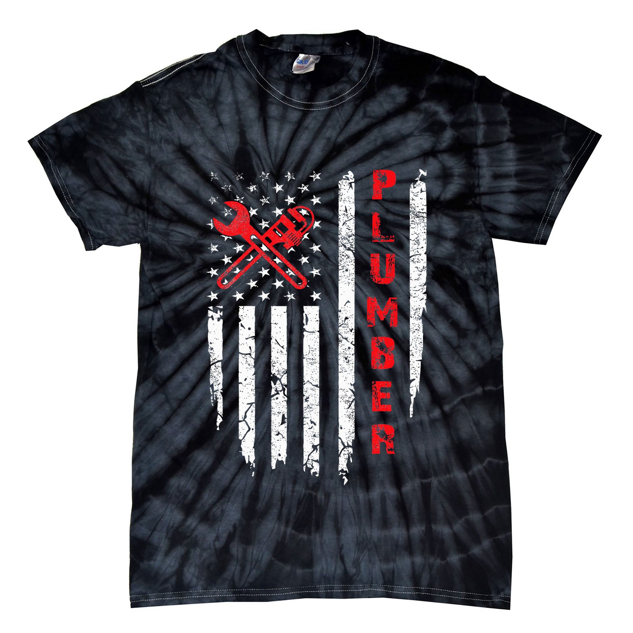 Usa American Flag Plumber Women Plumbers Patriotic Tie-Dye T-Shirt