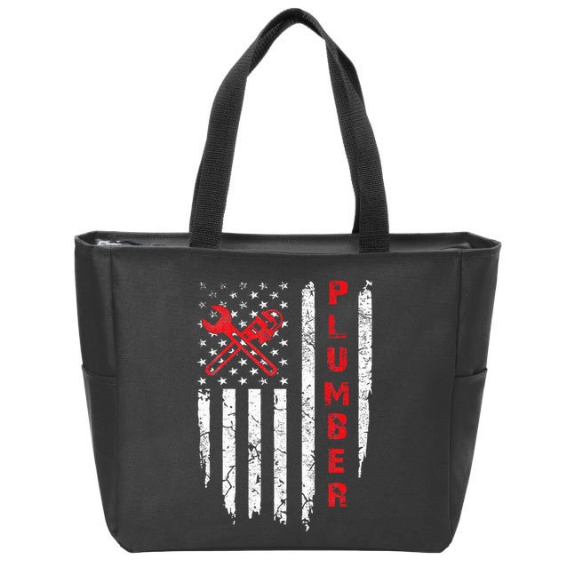 Usa American Flag Plumber Women Plumbers Patriotic Zip Tote Bag