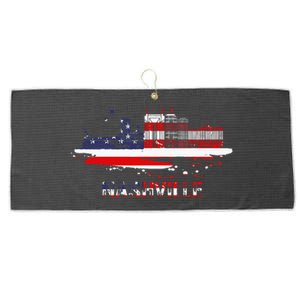 USA American Flag Cityscape Nashville Tennessee Skyline Large Microfiber Waffle Golf Towel