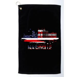 USA American Flag Cityscape Nashville Tennessee Skyline Platinum Collection Golf Towel