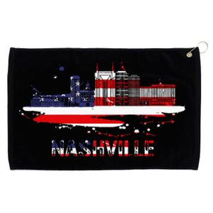 USA American Flag Cityscape Nashville Tennessee Skyline Grommeted Golf Towel