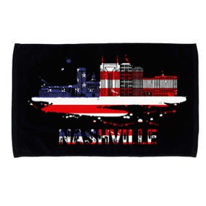 USA American Flag Cityscape Nashville Tennessee Skyline Microfiber Hand Towel