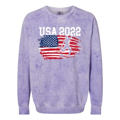 USA American Flag Soccer Tournament Colorblast Crewneck Sweatshirt