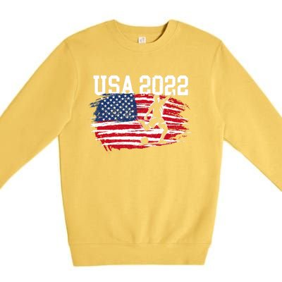 USA American Flag Soccer Tournament Premium Crewneck Sweatshirt