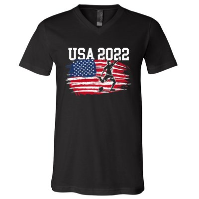 USA American Flag Soccer Tournament V-Neck T-Shirt