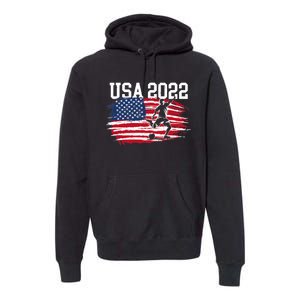 USA American Flag Soccer Tournament Premium Hoodie