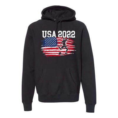 USA American Flag Soccer Tournament Premium Hoodie