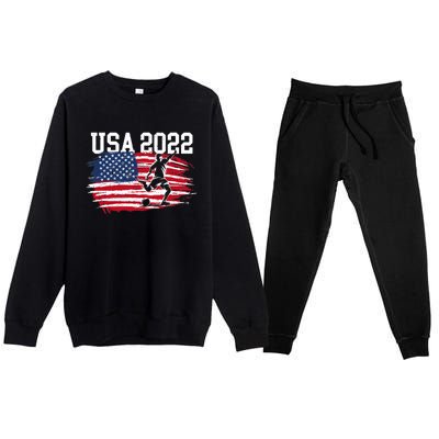 USA American Flag Soccer Tournament Premium Crewneck Sweatsuit Set