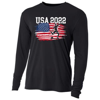 USA American Flag Soccer Tournament Cooling Performance Long Sleeve Crew