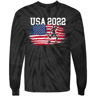 USA American Flag Soccer Tournament Tie-Dye Long Sleeve Shirt