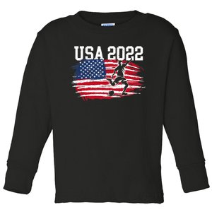 USA American Flag Soccer Tournament Toddler Long Sleeve Shirt