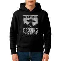 Ufo Alien Flying Saucer They See Me Probing They Hatin Kids Hoodie