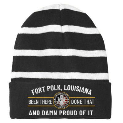 U.S A.R.M.Y Fort Polk Tigerland Louisiana Alumni Retro Gift Striped Beanie with Solid Band