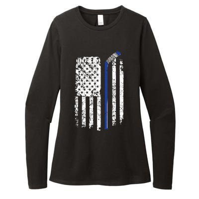 U.S. American Flag Hockey Player Womens CVC Long Sleeve Shirt