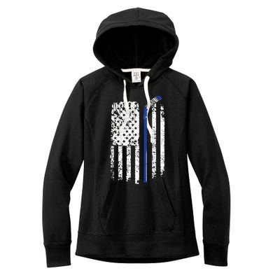 U.S. American Flag Hockey Player Women's Fleece Hoodie