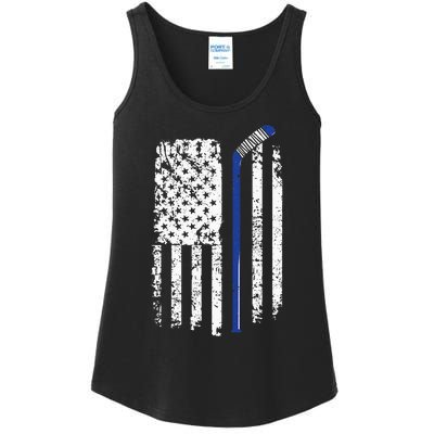 U.S. American Flag Hockey Player Ladies Essential Tank