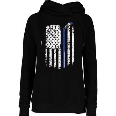 U.S. American Flag Hockey Player Womens Funnel Neck Pullover Hood