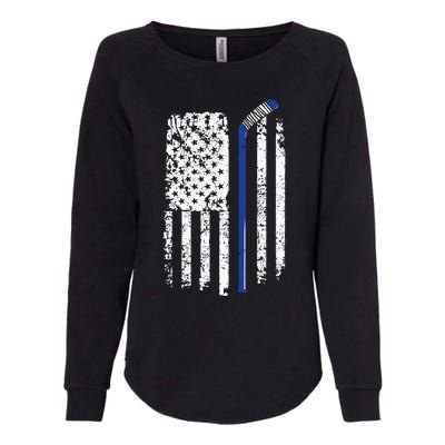 U.S. American Flag Hockey Player Womens California Wash Sweatshirt