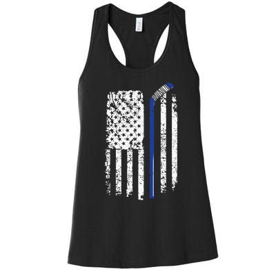 U.S. American Flag Hockey Player Women's Racerback Tank