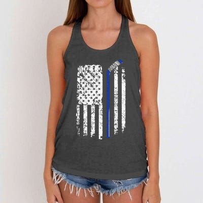 U.S. American Flag Hockey Player Women's Knotted Racerback Tank