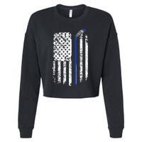 U.S. American Flag Hockey Player Cropped Pullover Crew