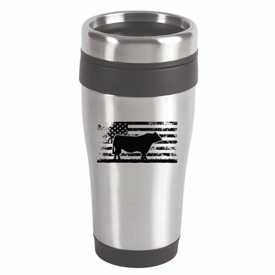 USA American Flag America Cow Black Angus Rancher 16oz Travel Tumbler