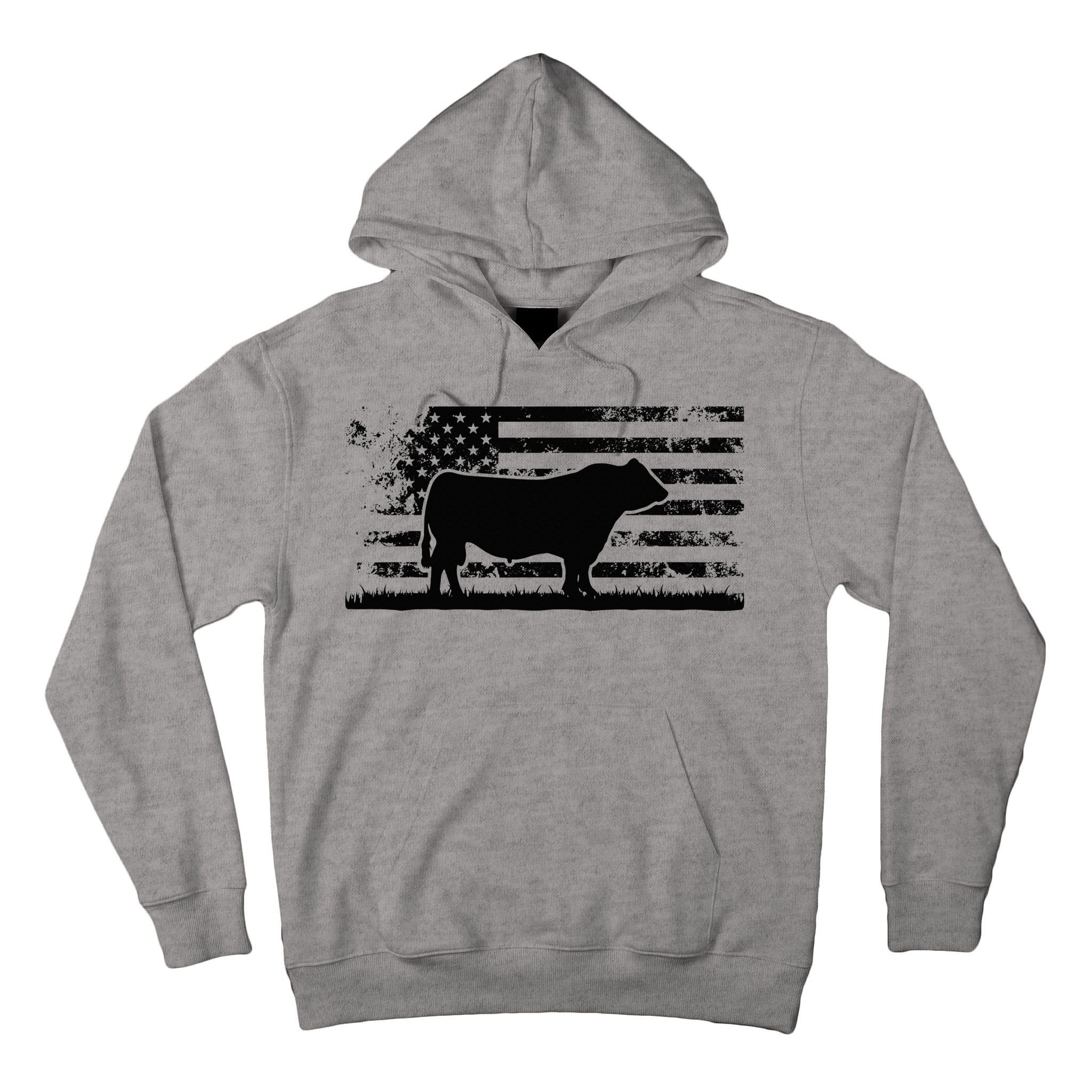 USA American Flag America Cow Black Angus Rancher Tall Hoodie