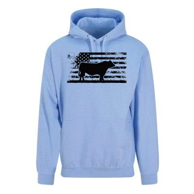 USA American Flag America Cow Black Angus Rancher Unisex Surf Hoodie