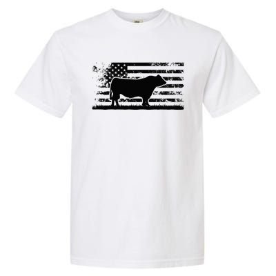 USA American Flag America Cow Black Angus Rancher Garment-Dyed Heavyweight T-Shirt