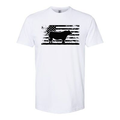 USA American Flag America Cow Black Angus Rancher Softstyle CVC T-Shirt