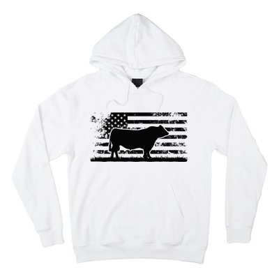 USA American Flag America Cow Black Angus Rancher Hoodie