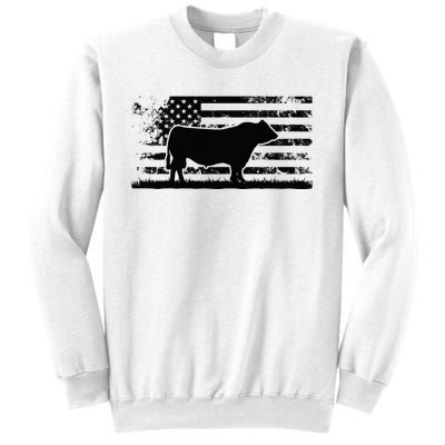 USA American Flag America Cow Black Angus Rancher Sweatshirt