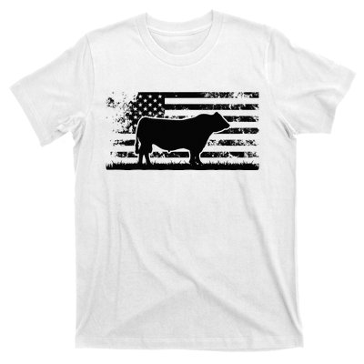 USA American Flag America Cow Black Angus Rancher T-Shirt