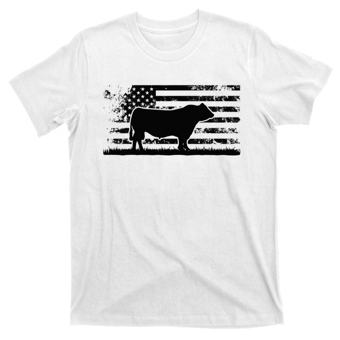 USA American Flag America Cow Black Angus Rancher T-Shirt