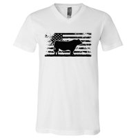 USA American Flag America Cow Black Angus Rancher V-Neck T-Shirt