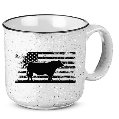 USA American Flag America Cow Black Angus Rancher 15oz Campfire Ceramic Mug