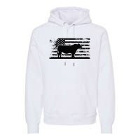 USA American Flag America Cow Black Angus Rancher Premium Hoodie