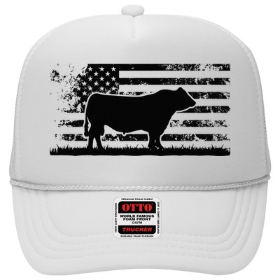 USA American Flag America Cow Black Angus Rancher Trucker Hat