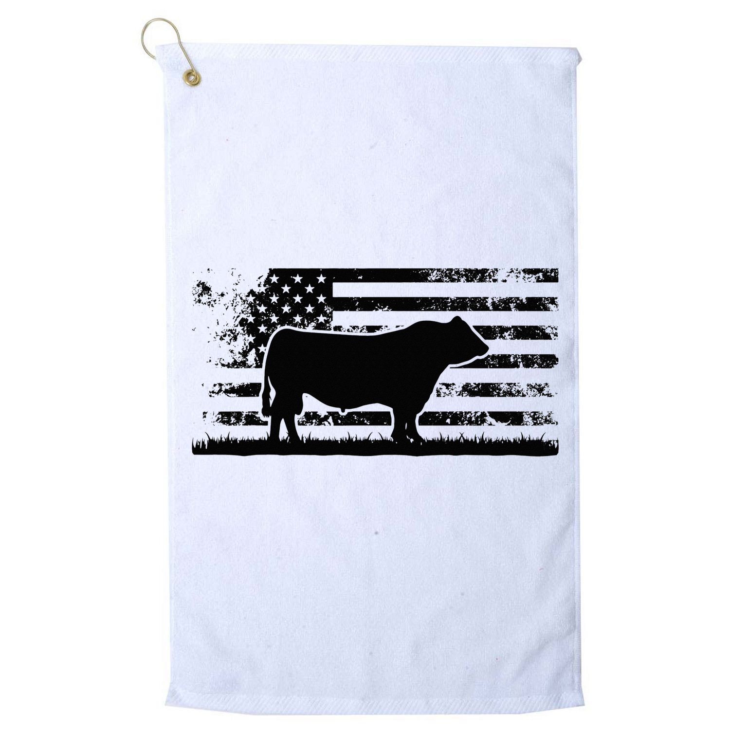 USA American Flag America Cow Black Angus Rancher Golf Towel