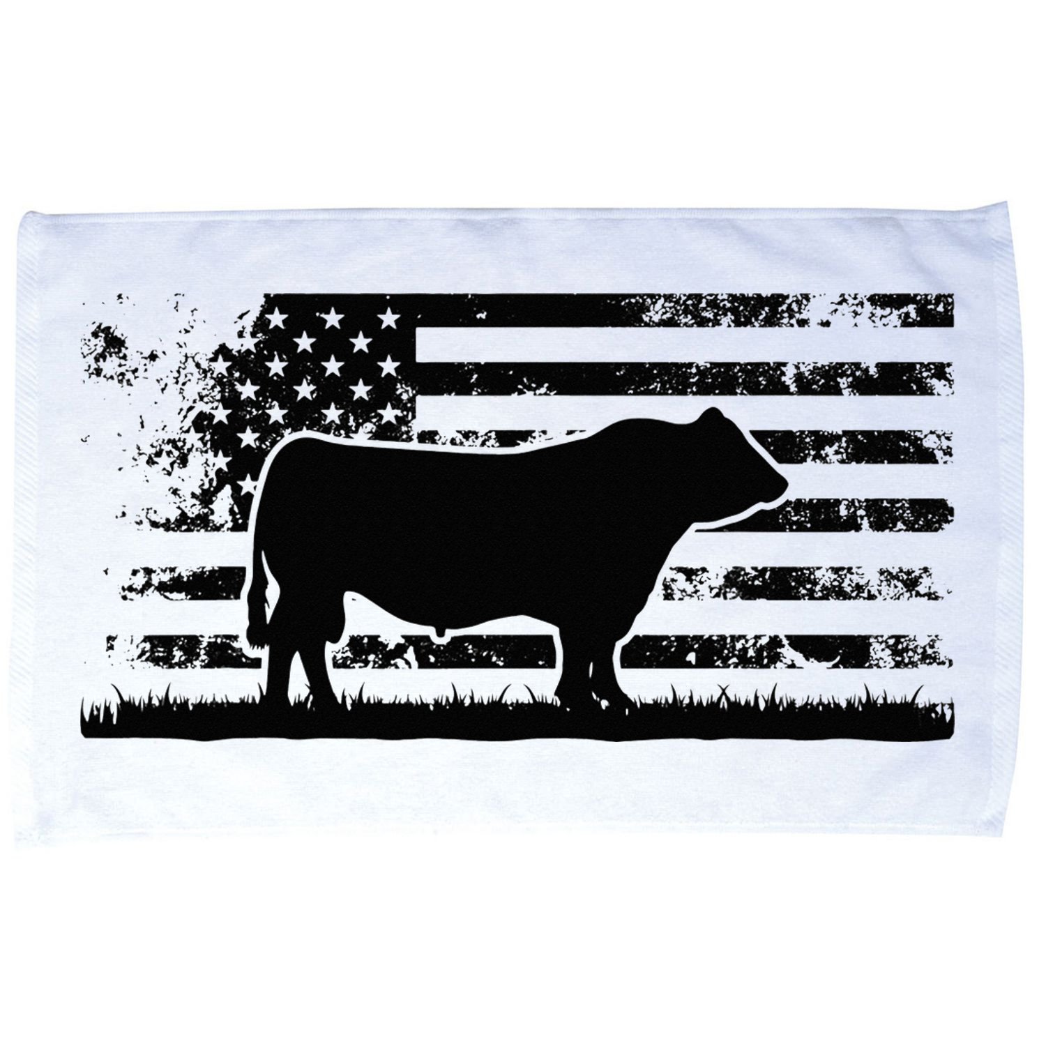 USA American Flag America Cow Black Angus Rancher Microfiber Hand Towel