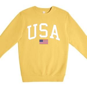 Usa American Flag Premium Crewneck Sweatshirt