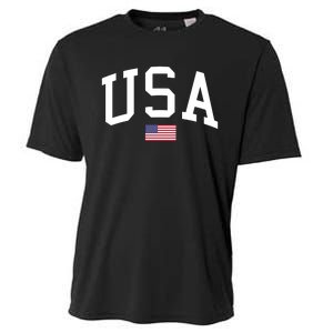 Usa American Flag Cooling Performance Crew T-Shirt