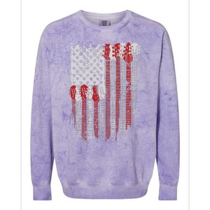 Usa American Flag Guitar Musician 4th Of July Guitarists Colorblast Crewneck Sweatshirt